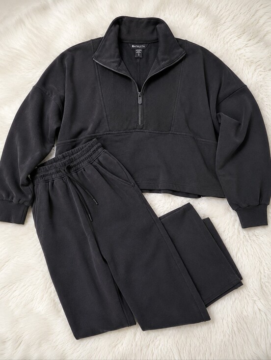 Athleta Pants - Athleta Black Half-Zip Pullover Top with Matching Pants